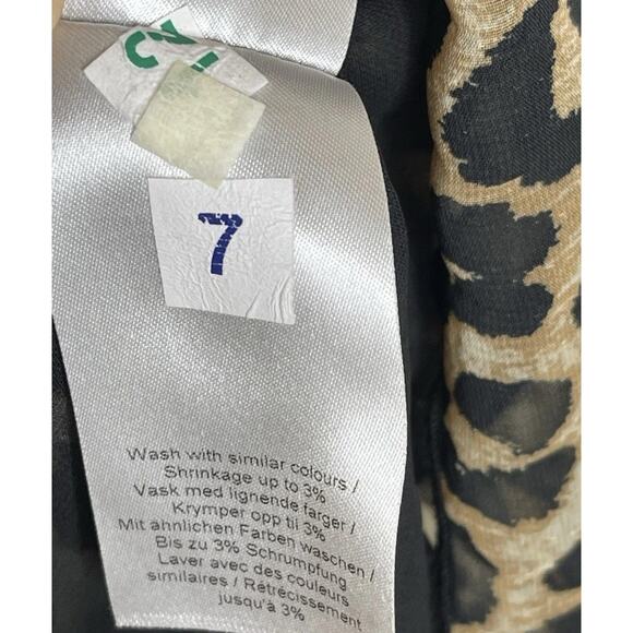 GANNI 36/4 Animal Print Georgette Blouse Oversized Pleated Flowy Puff Sleeve Top - Picture 10 of 11